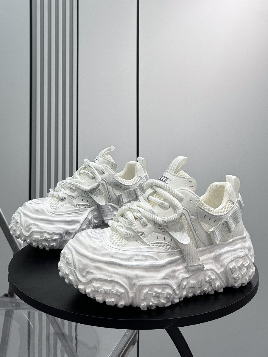 Strap Mesh Platform Chunky Sole Sneakers