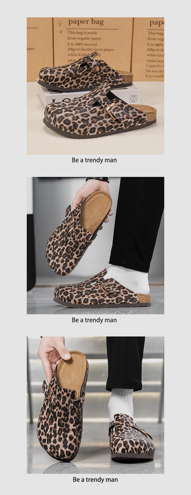 Leopard Print Metal Buckle Mules