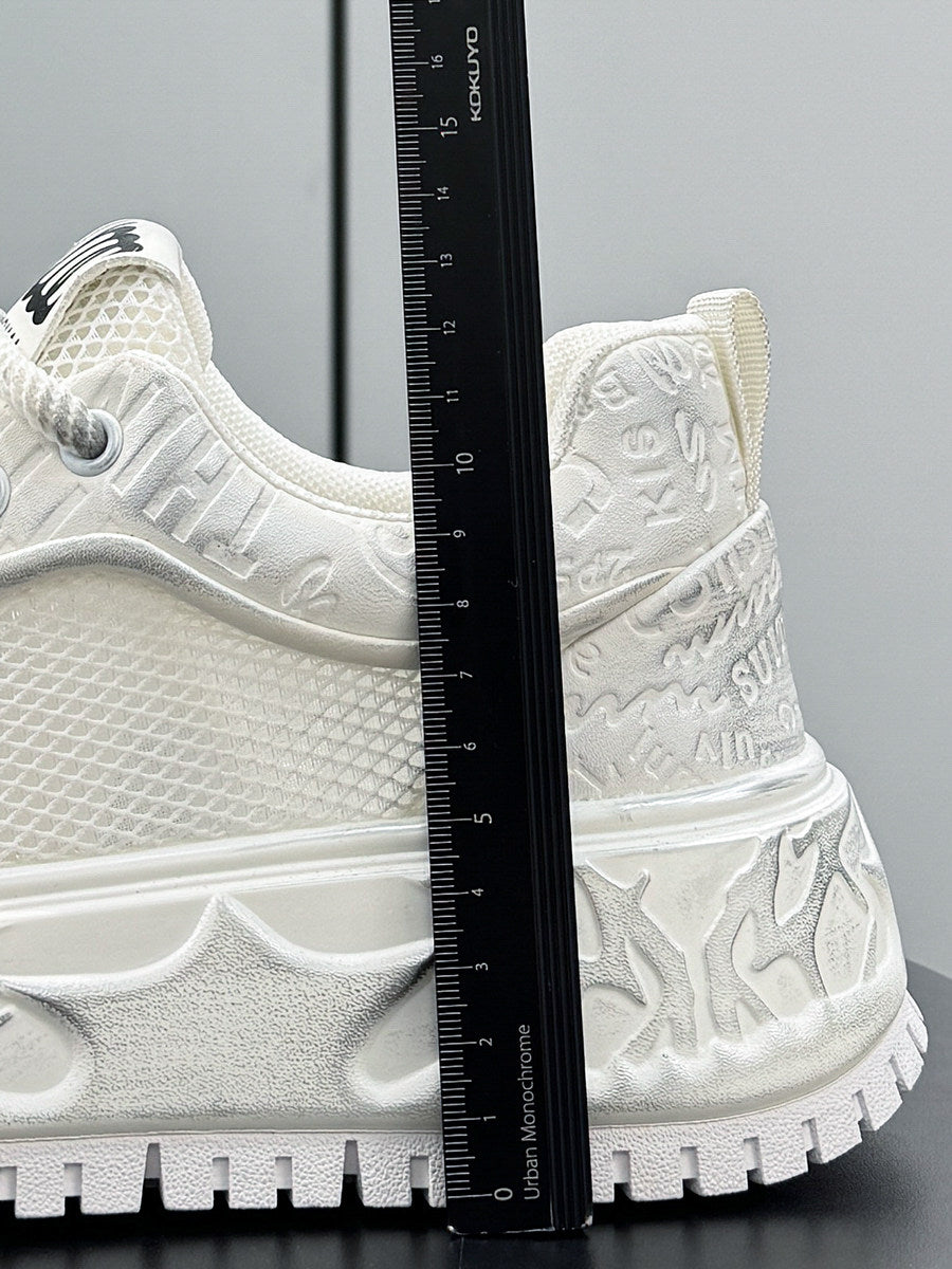 Thick-Soled Lace Mesh Sneakers