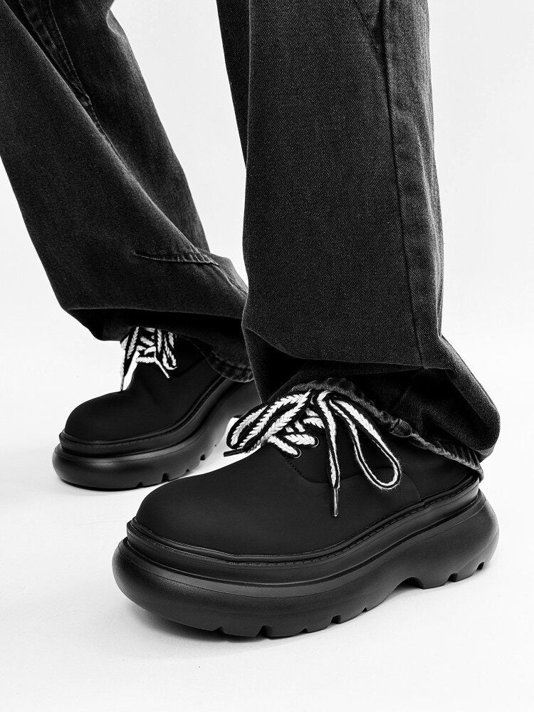 Chunky Platform Round Toe Lace-Up Shoes