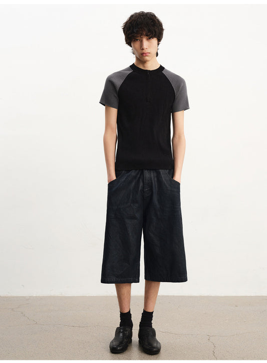 Waxed Denim Shorts