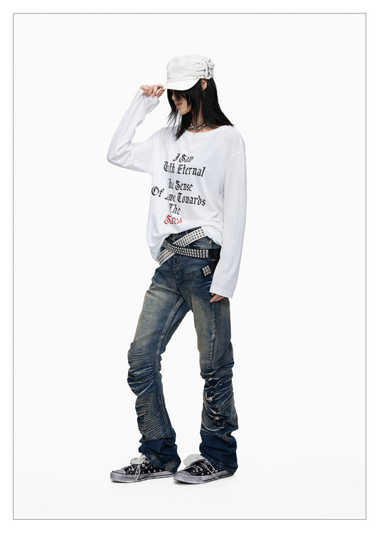 Blue Washed Whisker Cut Skinny Jeans