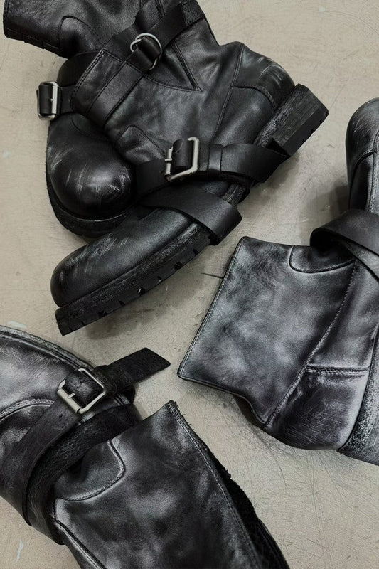 Frosted Lace-Up Engineer Boots