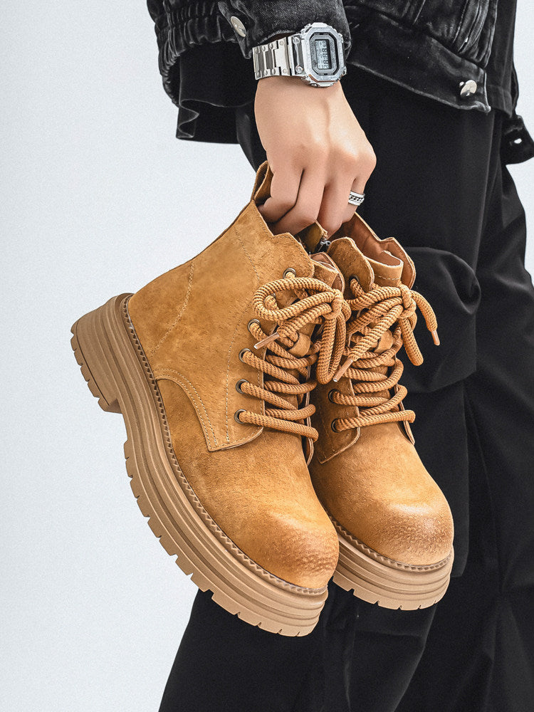 Chunky Lug Sole Platform Lace-Up Boots