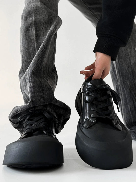 Canvas Round-Toe Derby-Inspired Flat Sneakers