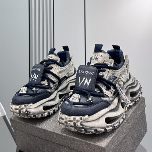 Platform Chunky Sole Strap Lace-Up Sneakers WN24831
