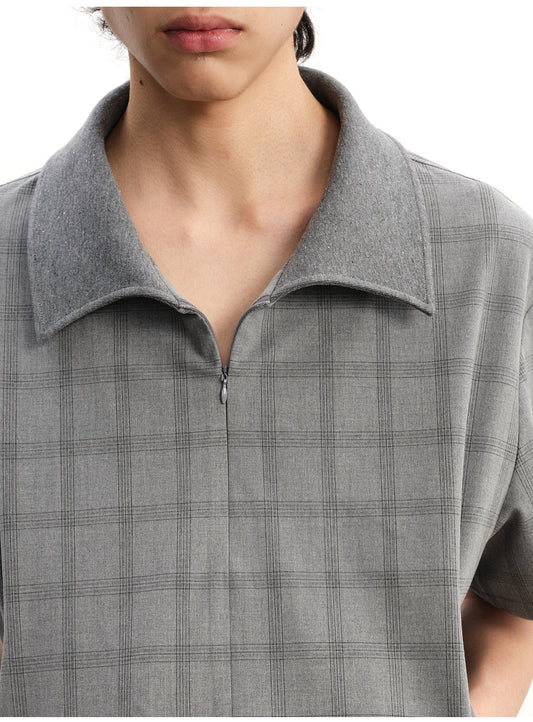 Half-Zip Checkered Shirt