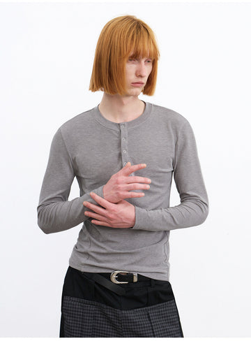 Multicolor Slim-Fit Henley T-Shirt