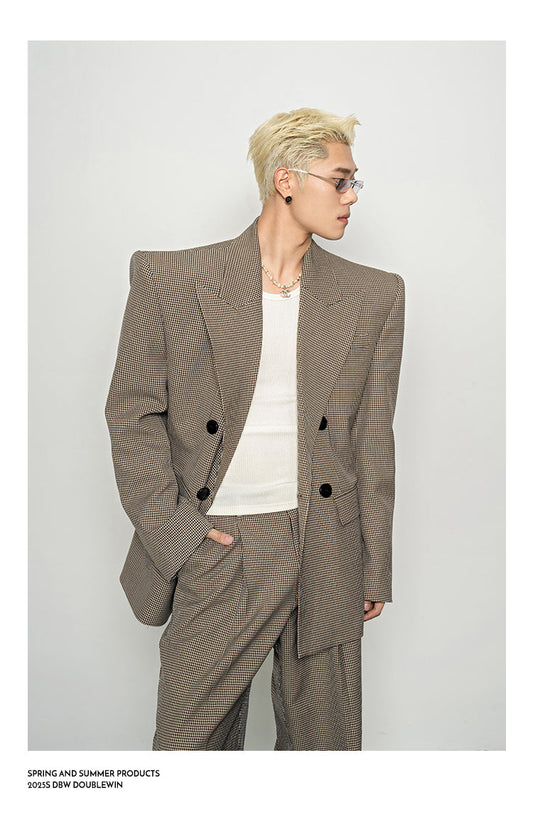 Retro Style Houndstooth Suit