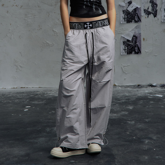 PAIKI Double-Waist Parachute Curved Pants