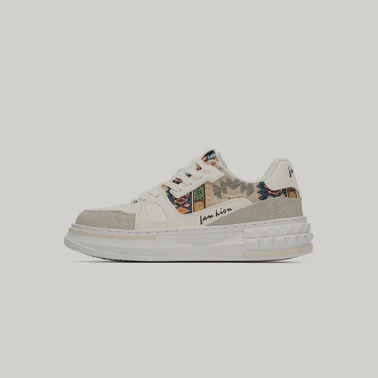 Breathable Platform Patchwork Lace-Up Sneakers