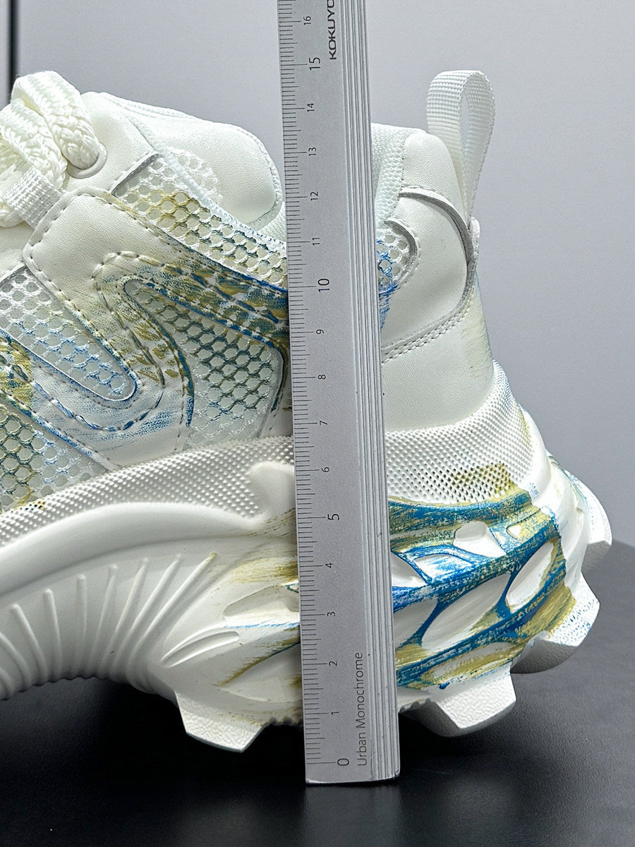 Paint Mesh Design Chunky Sole Sneakers