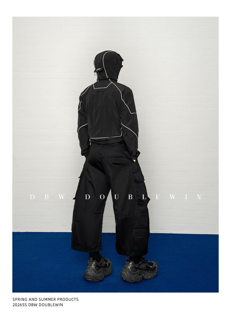 Jacket with detachable hood and UV protection