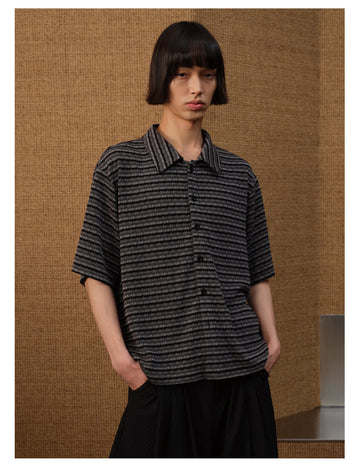 Striped knit short shirt