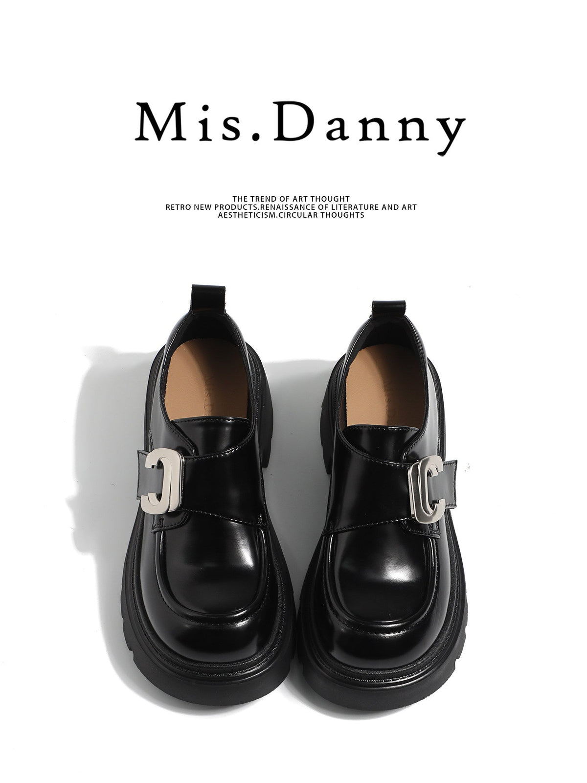 Metal Buckle Platform Thick Sole Loafers