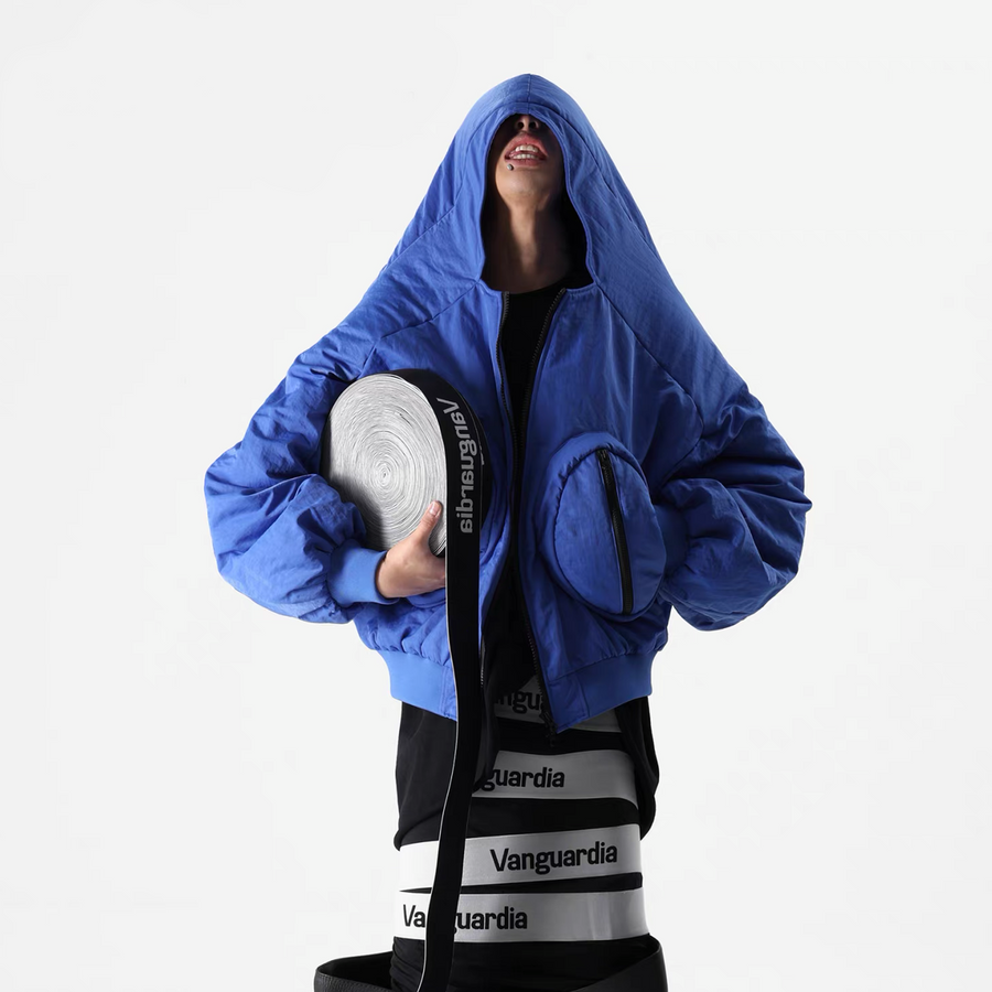 VANGUARDIA Multi-Pocket Hooded Nylon Puffer Jacket