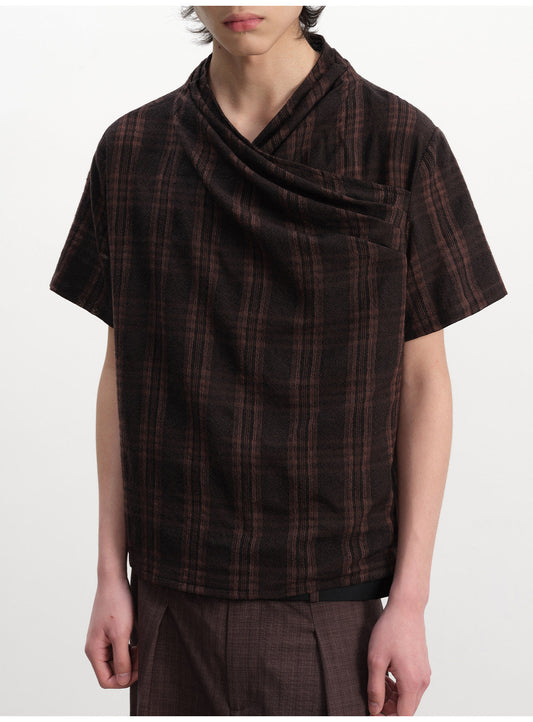 Pleated Cross-Neck Shirt