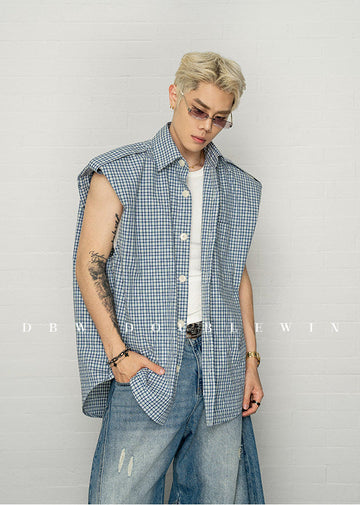 Checkered sleeveless shirt