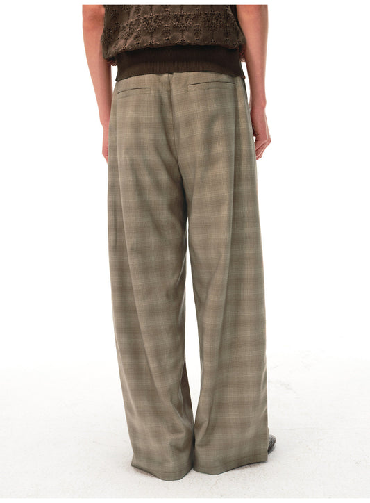 Drawstring Check Pattern Casual Pants