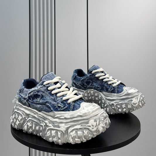 Platform Denim Lace-Up Sneakers WN24826
