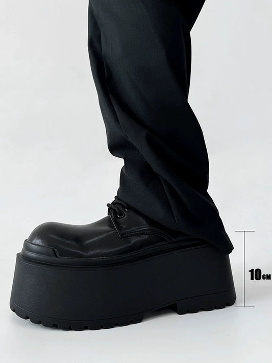 10cm Uplift Thick Sole Leather Derby Shoes