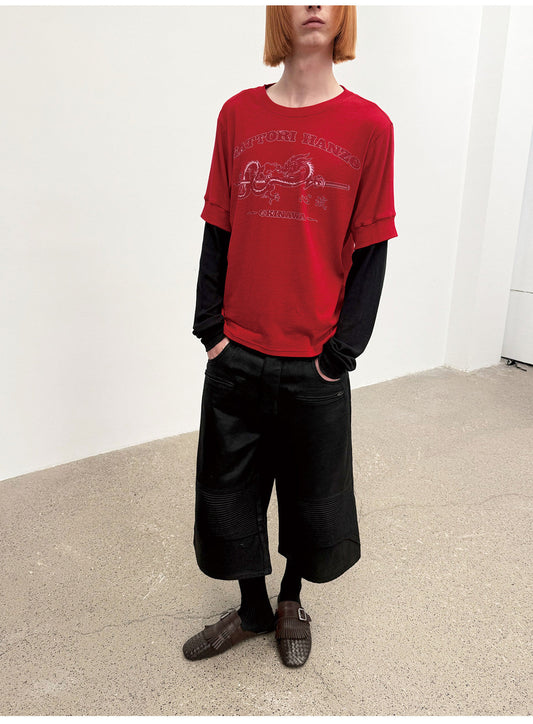 Faux Two-Piece Print T-Shirt