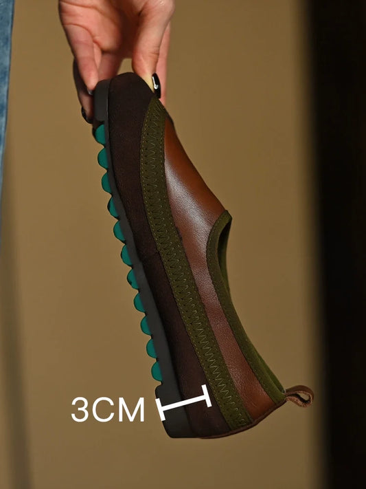 Brown Green Slip-On Comfort Shoes