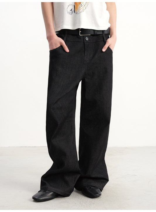 Double-Waist Raw Denim Pants