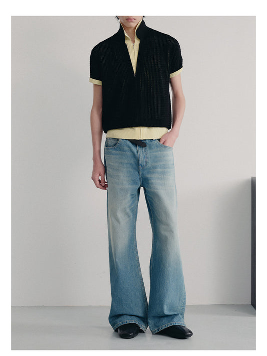 Vintage wash denim pants