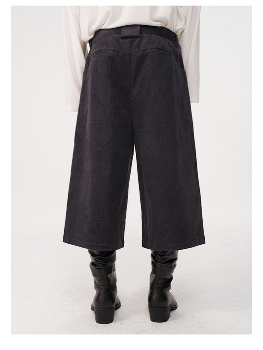 Striped corduroy cropped pants