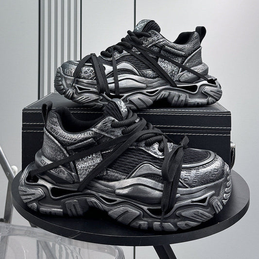 Platform Chunky Mesh Lace-Up Sneakers WN24827