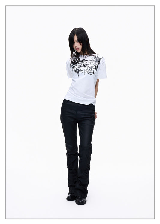 White Crewneck Wide-leg Short-sleeve T-shirt