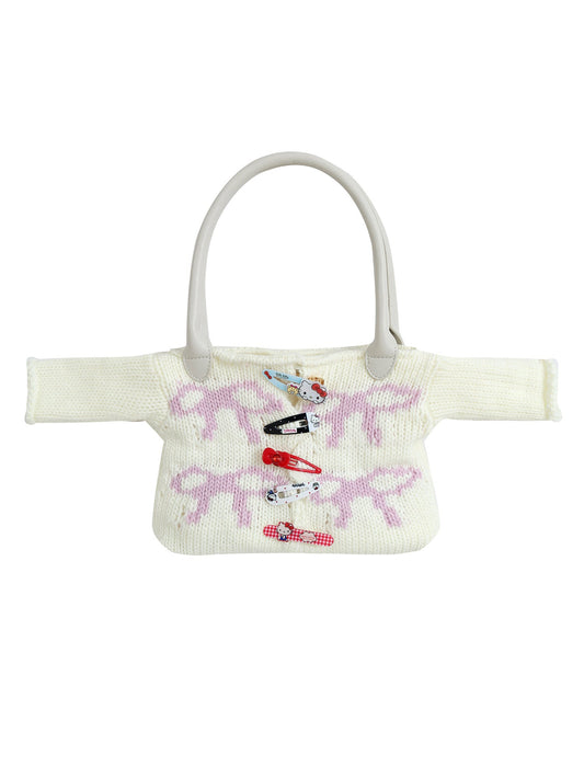 Letter Design Knit Bag