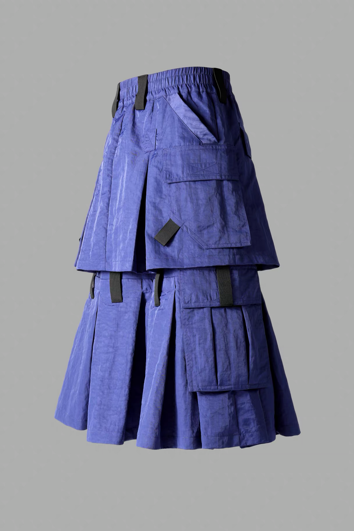 VANGUARDIA Multi-Pocket Nylon Midi Skirt