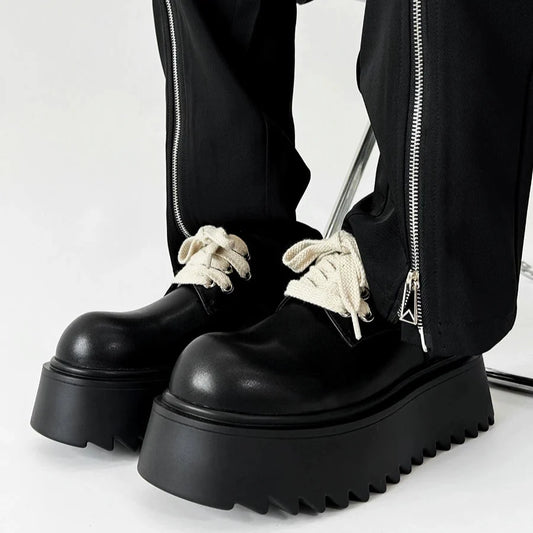 Chunky Leather Round-Toe Shoes
