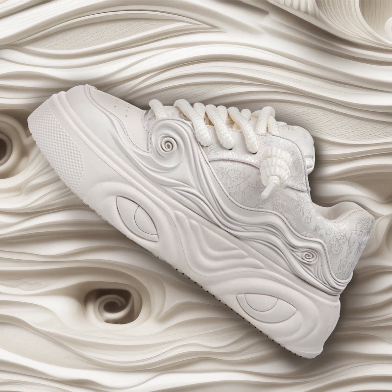 White Lace-Up Sneakers