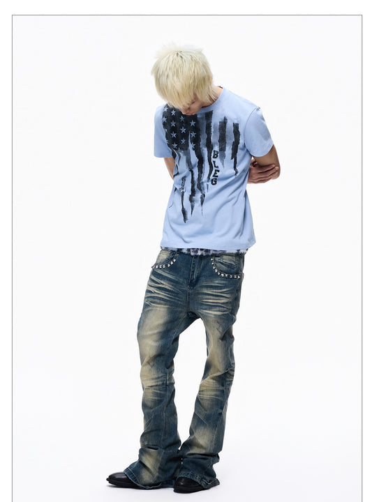 Washed Patchwork Skinny Slim Fit Jeans