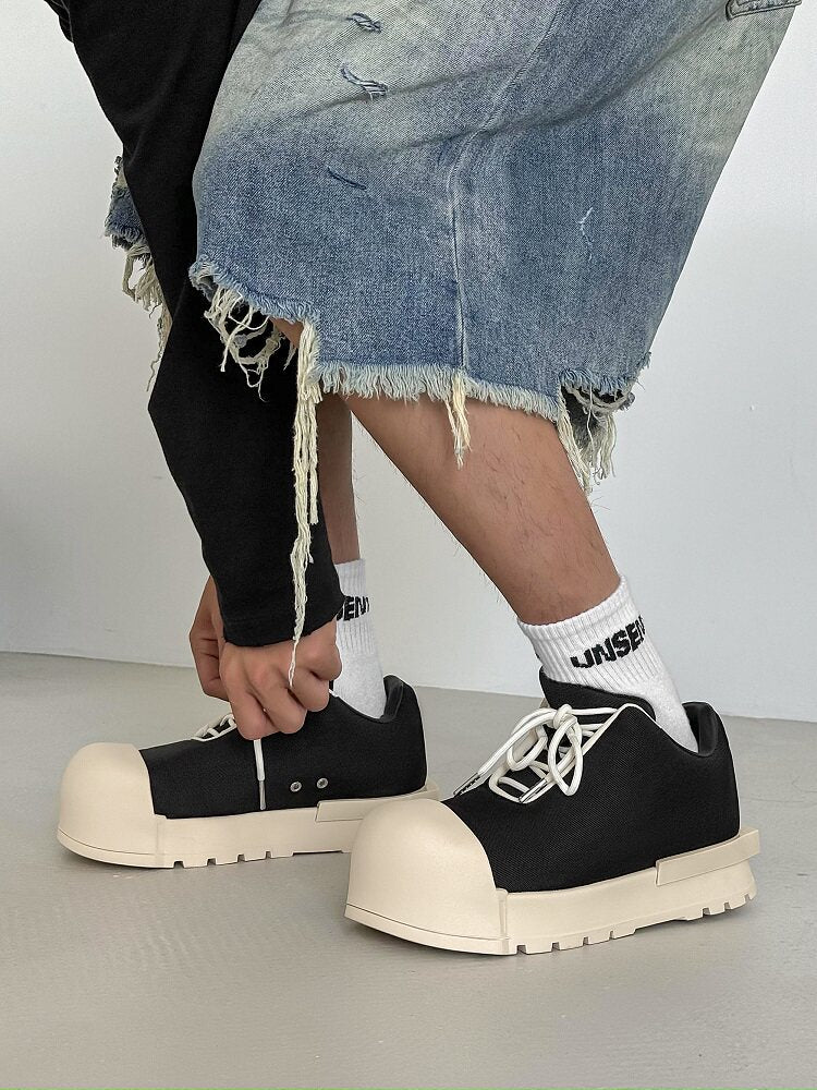 Chunky Shell Toe Platform Lace-Up Sneakers