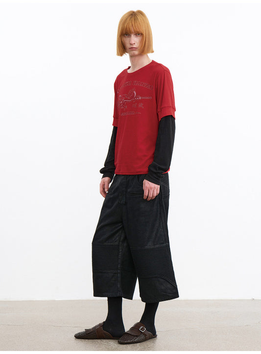 Faux Two-Piece Print T-Shirt