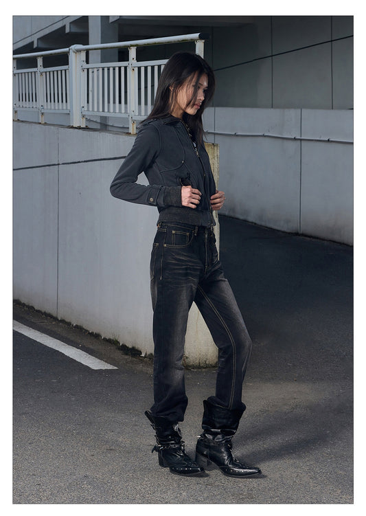Vintage Y2K Slim Fit Washed Black Skinny Pants