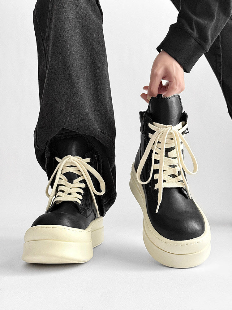 Lace Up Side Zipper Thick Sole Short Boots