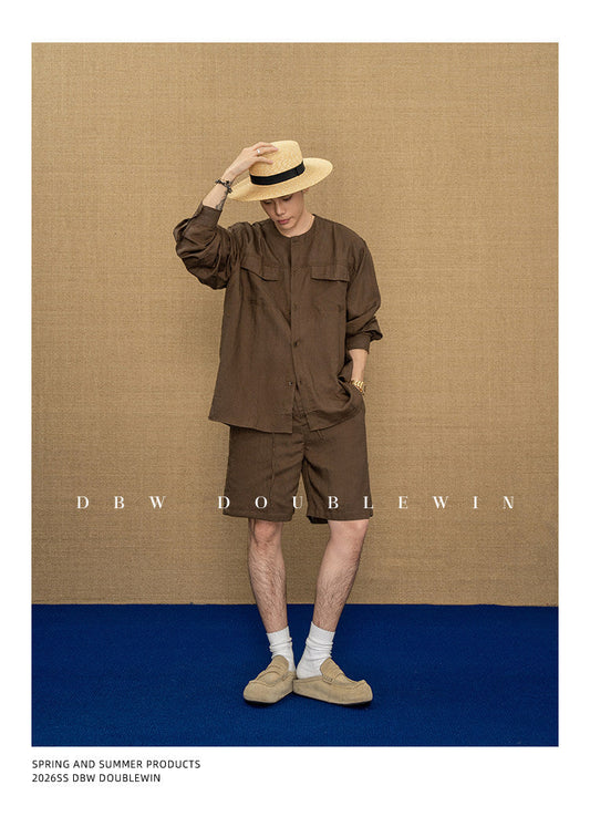 Linen-Blend Shirt Set