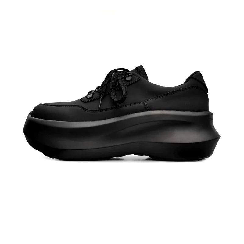 Matte Thick Sole PU Leather Derby Shoes