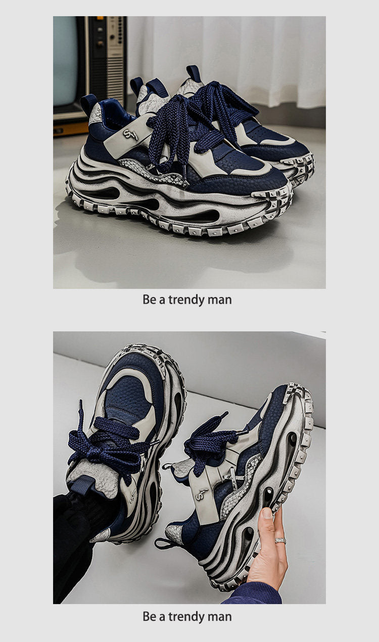 Strap Detail Chunky Sole Lace-Up Sneakers
