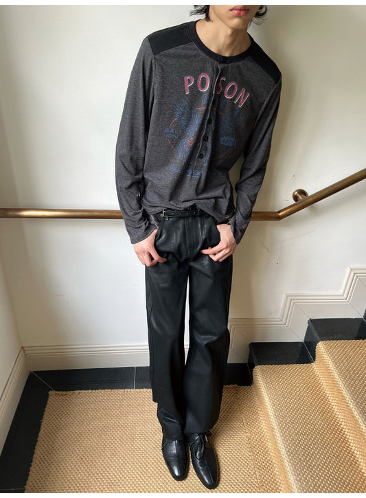 Waxed Slim Straight Jeans