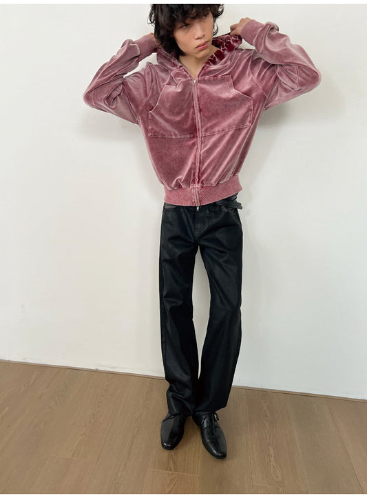 Waxed Slim Straight Jeans