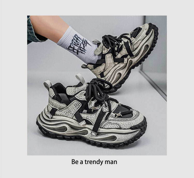 Washed Finish Platform Chunky Sneakers