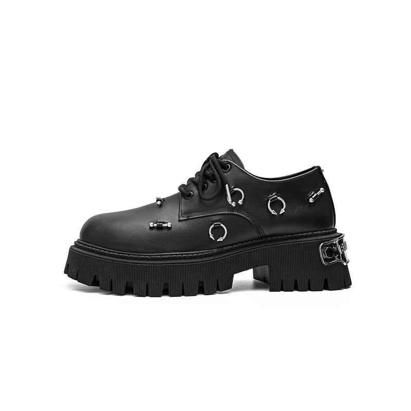 Metal Ring Detail Platform Lace-Up Shoes