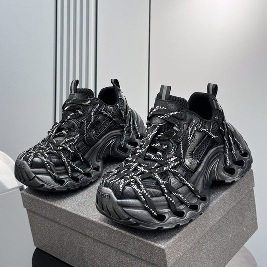 Damage Mesh Rope Lace Chunky Sole Sneakers WN24710