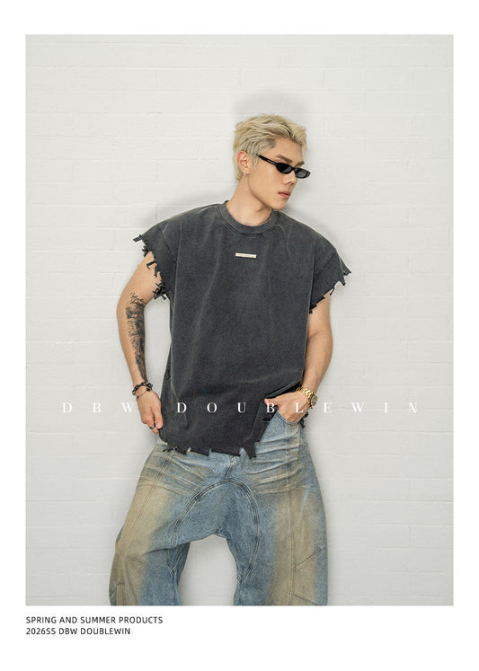 Wash-treated Distressed T-Shirt